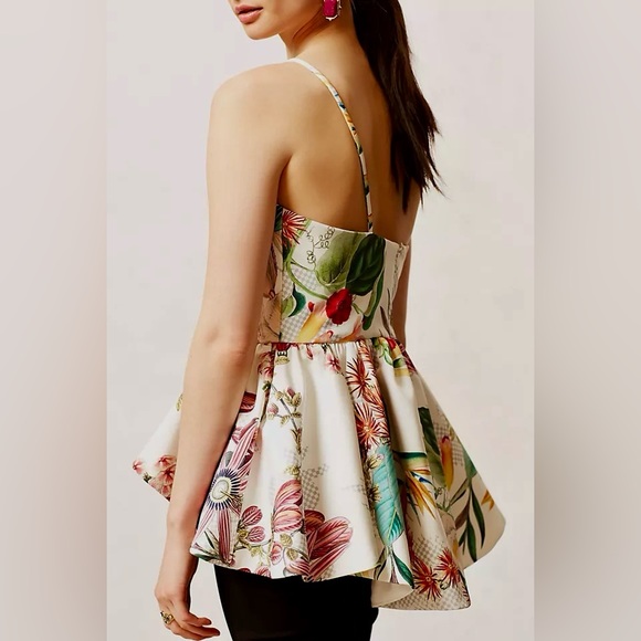 ANTHROPOLOGIE - Dahlia Tropical Peplum Top - Picture 3 of 13